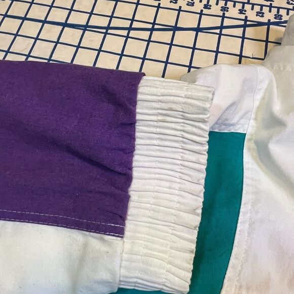 Eagles Ridge Full Zip Windbreaker Size Large Retro Geometric White Jacket - Picture 9 of 13